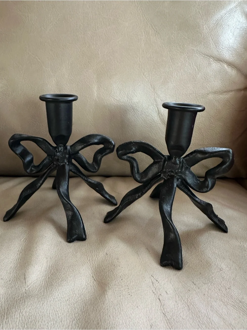 Black Bow Taper Candle Holder Metal Decorative Centerpiece Wedding Table Boho